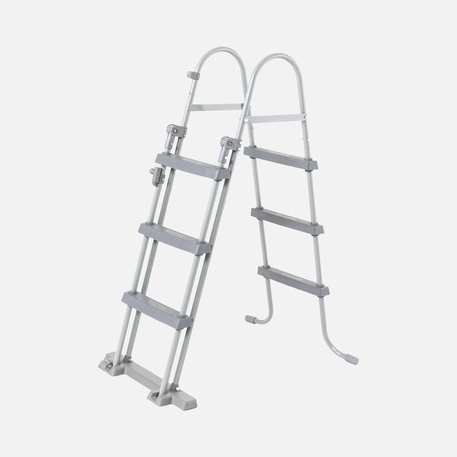 Symmetrische ladder met 3 treden voor bovengrondse zwembaden tot 107 cm hoog, zwembadaccessoire Photo1