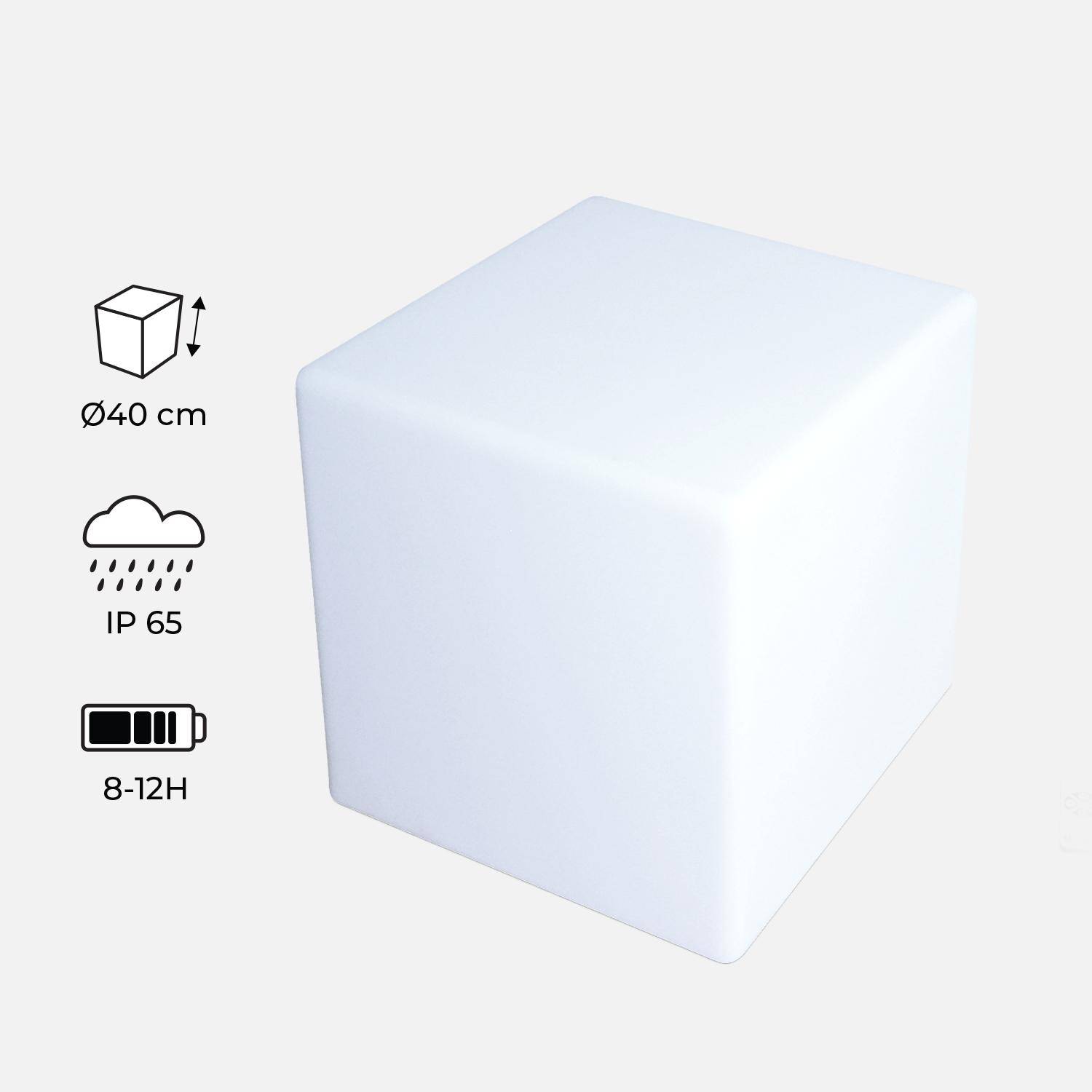 Cube LED 40cm – Cube décoratif lumineux, 40x40cm, blanc chaud, commande à distance Photo1