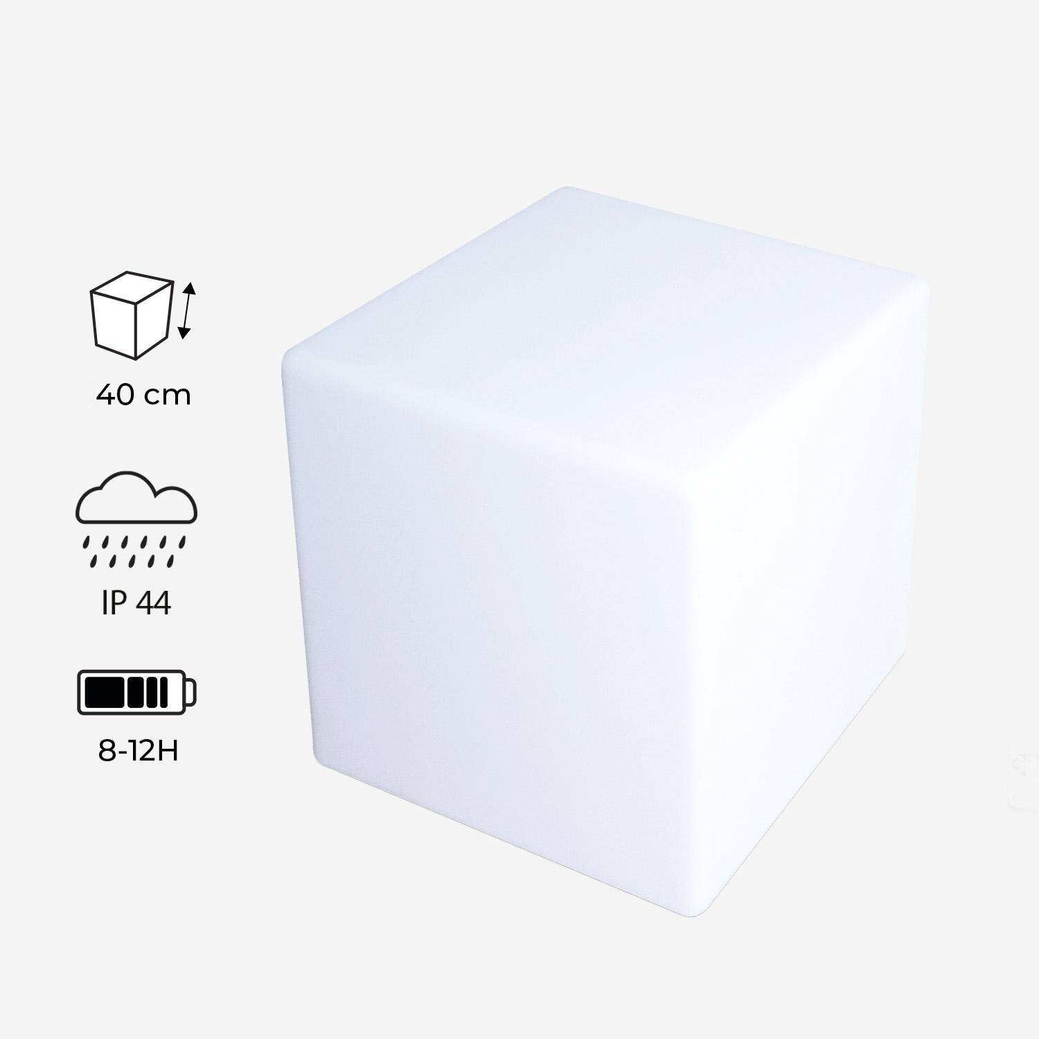 Cubo de luz LED com bateria, interior/exterior, Cube LED, Branco, 40x40x41 cm Photo1