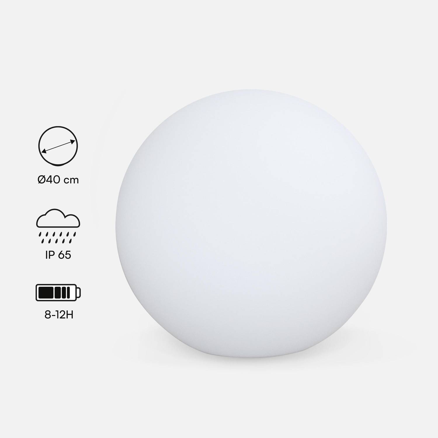 Boule LED 40cm – Sphère décorative lumineuse, Ø40cm, blanc chaud, commande à distance Photo1
