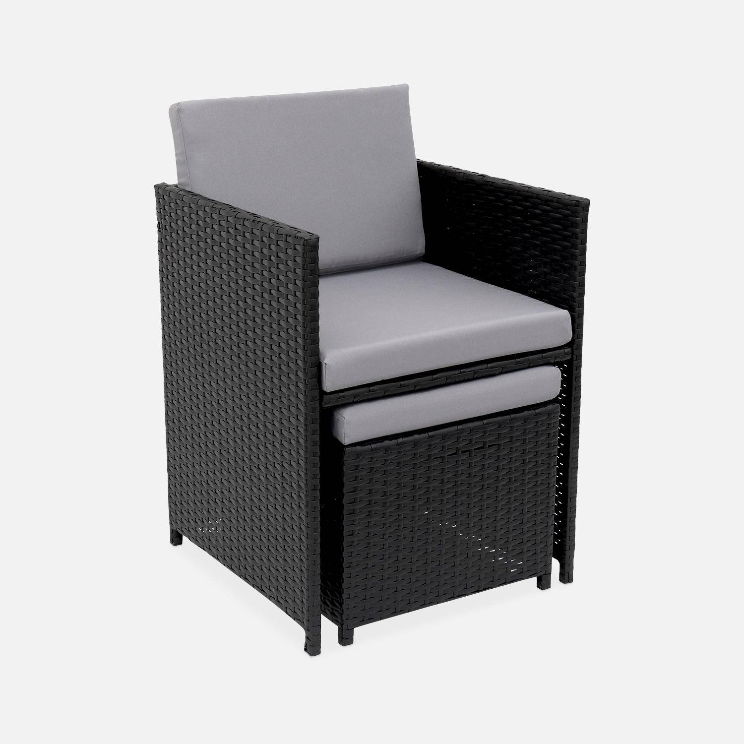 Conjunto de muebles de jardín 6-10 plazas - Fregadero - Color negro, cojines grises, mesa incorporada. Photo4