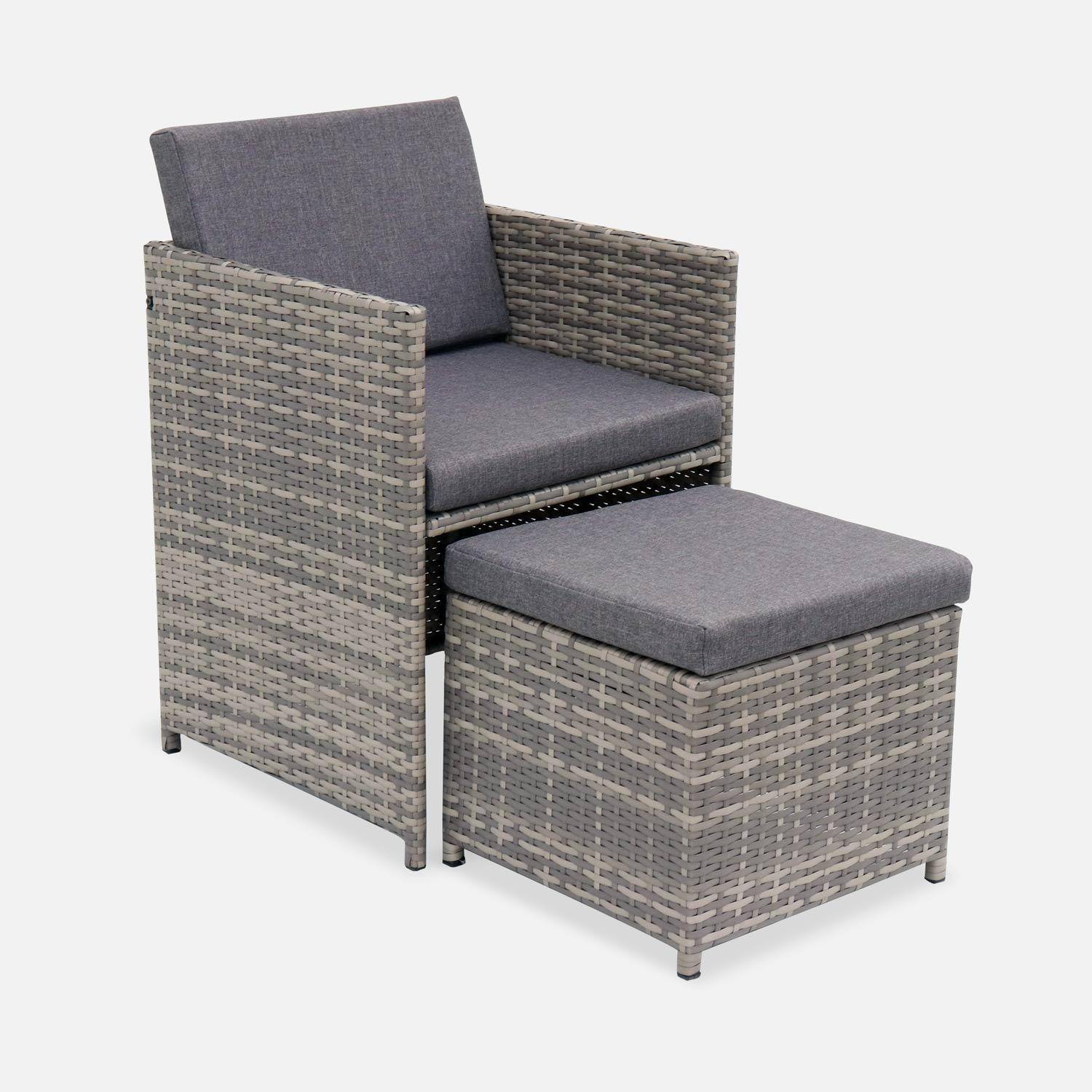 Lounge-Set 6 bis 10 Plätze, grau/grau meliert - Vabo -  Hocker und Sessel kompakt verstaubar Photo5
