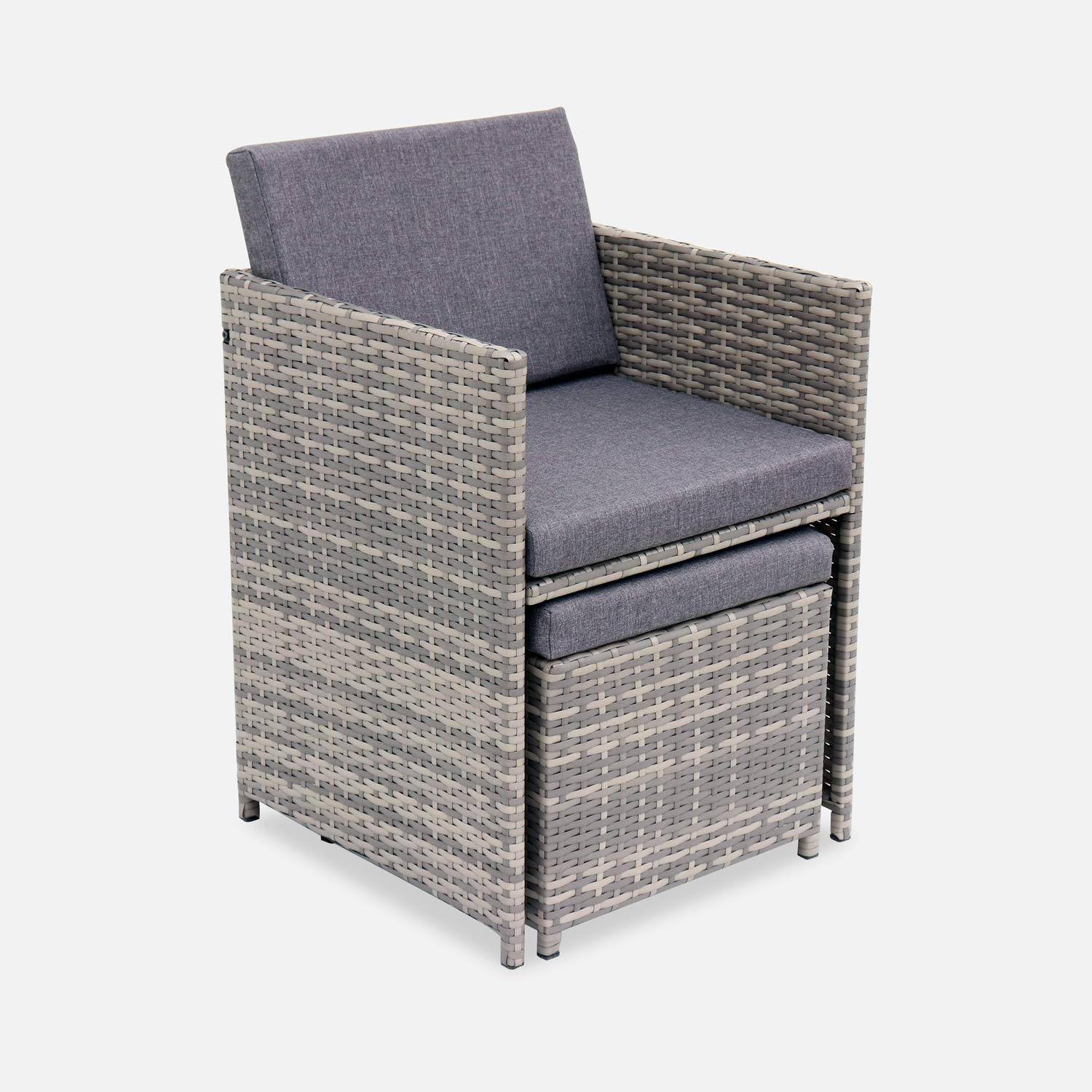 Lounge-Set 6 bis 10 Plätze, grau/grau meliert - Vabo -  Hocker und Sessel kompakt verstaubar Photo4