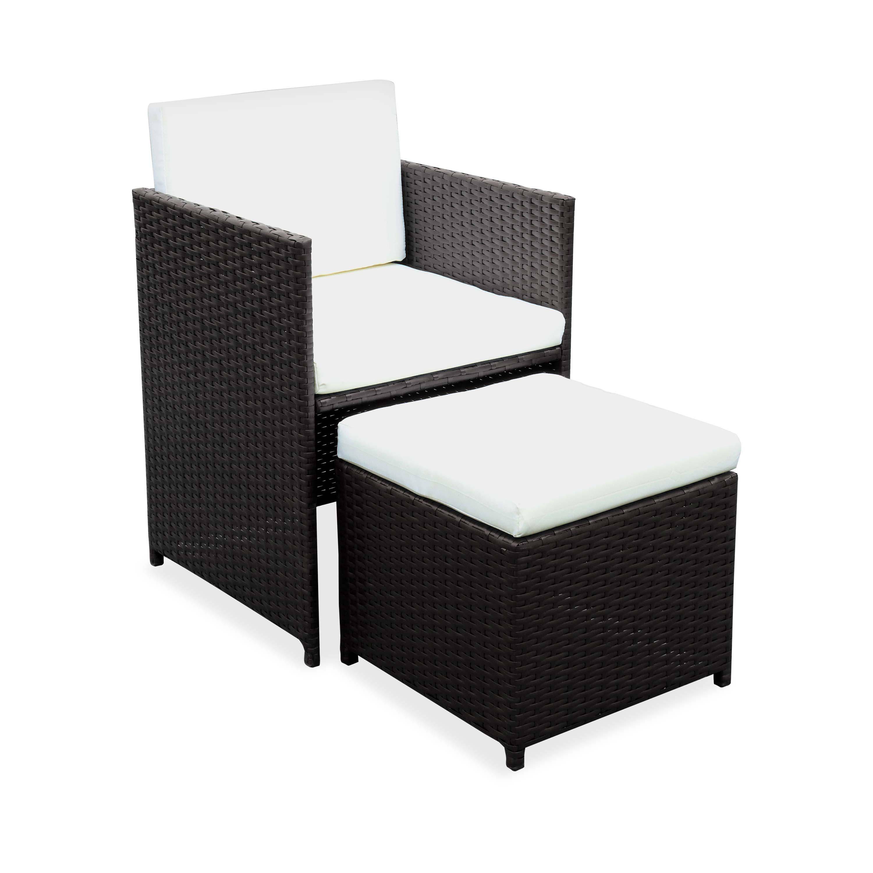 Salon de jardin 8-12 places – Vabo – Coloris Marron, Coussins Ecru, table encastrable Photo5