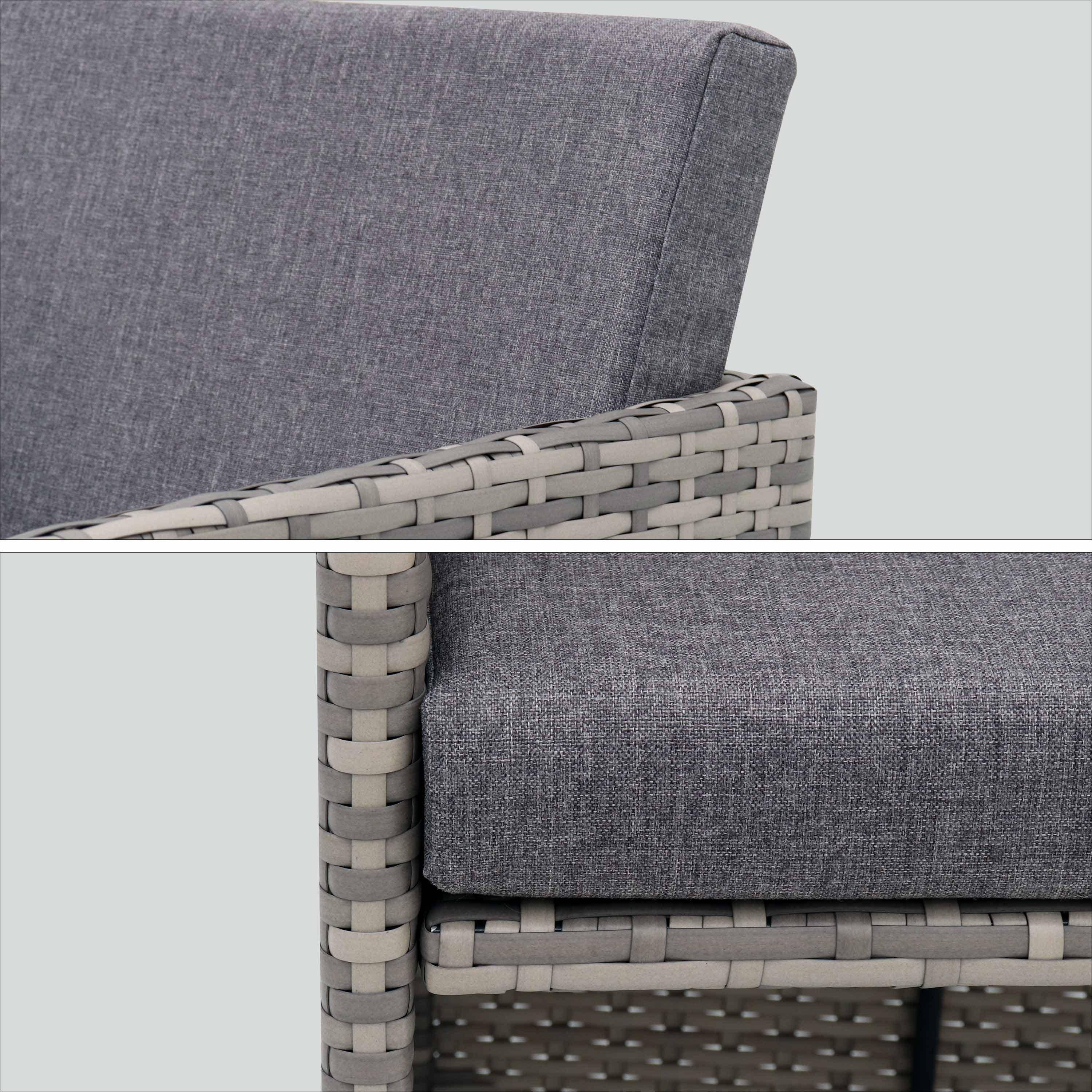 Salon de jardin 8-12 places – Vabo – Coloris Nuance de gris, Coussins Gris chiné, table encastrable Photo6