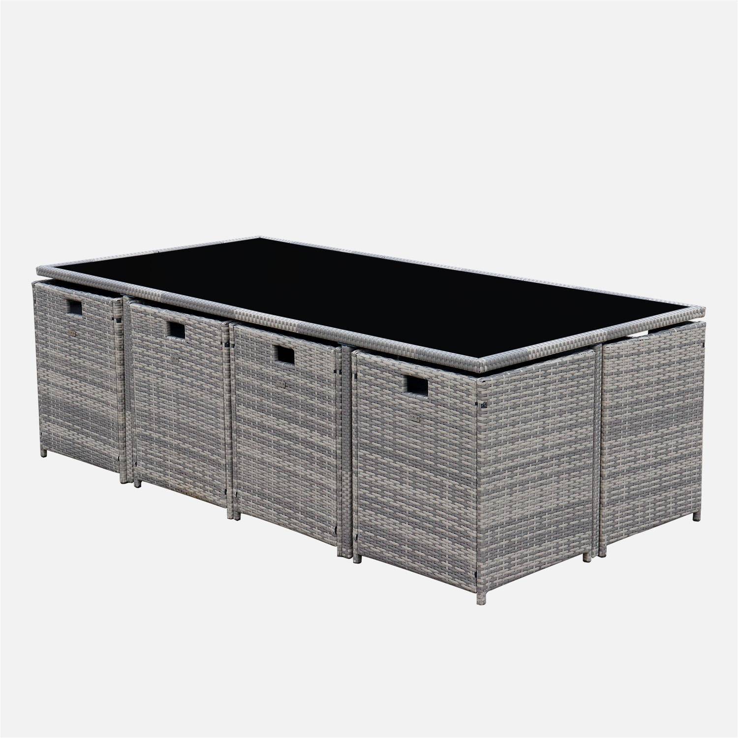 Mesa de jardín de resina con capacidad de 12 plazas Varios tonos de grises - 110x222x73 cm Photo4