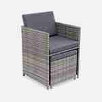 Gartengarnitur 4 bis 8 Plätze, grau/grau meliert - Vabo -  Hocker und Sessel kompakt verstaubar Photo4