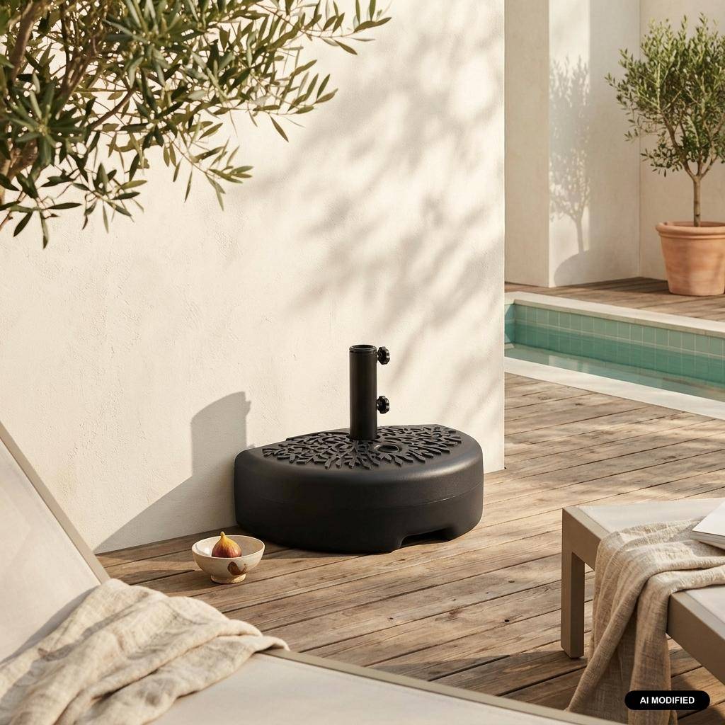 Meia-base de plástico para guarda-sol, Meia base para guarda-sol, Preto, 35.5x48x32 cm Photo1
