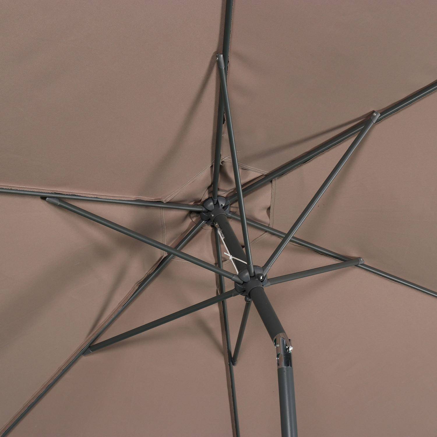 Parasol droit rond Ø300cm - Touquet Taupe - mât central en aluminium orientable et manivelle d'ouverture,sweeek,Photo7