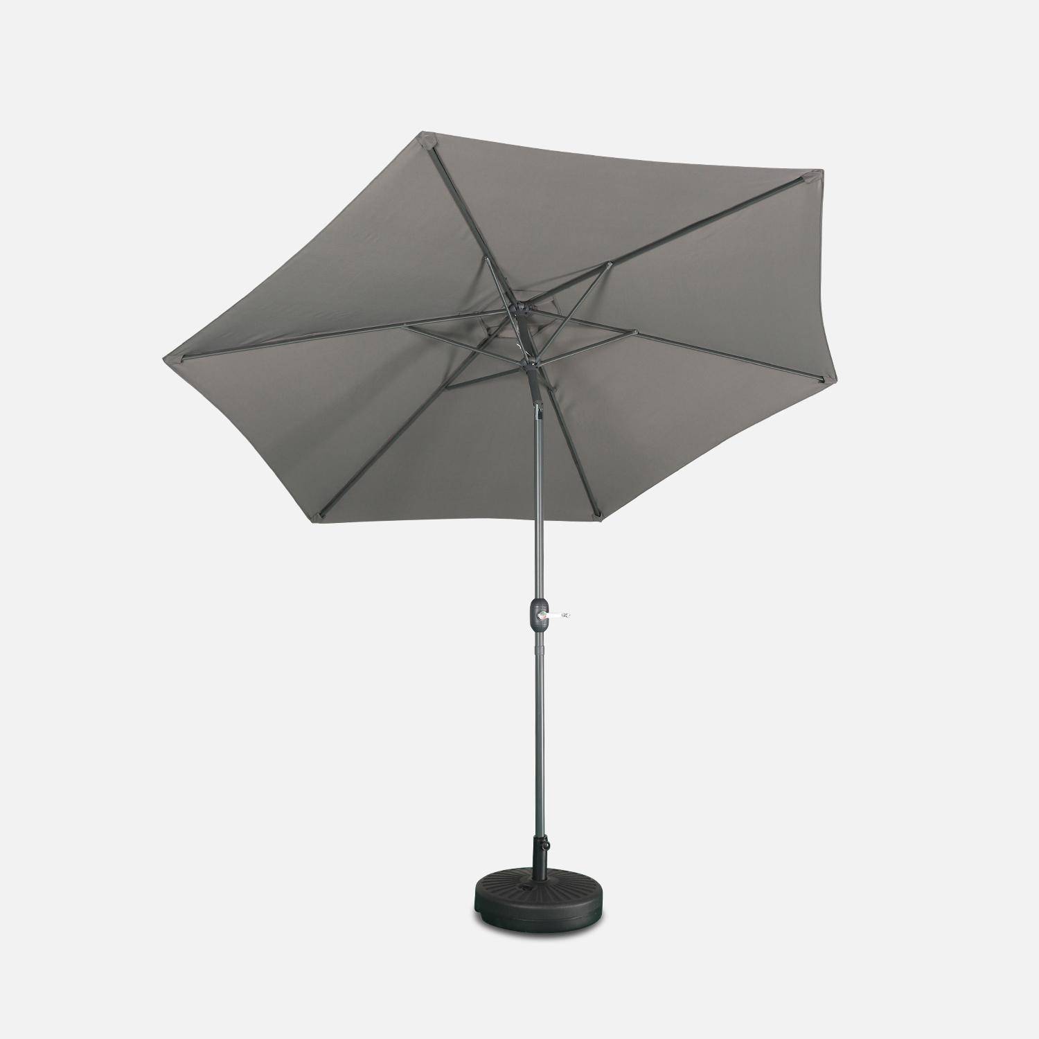 Parasol redondo recto 300cm - Touquet Gris - varilla central de aluminio y mango de apertura Photo4