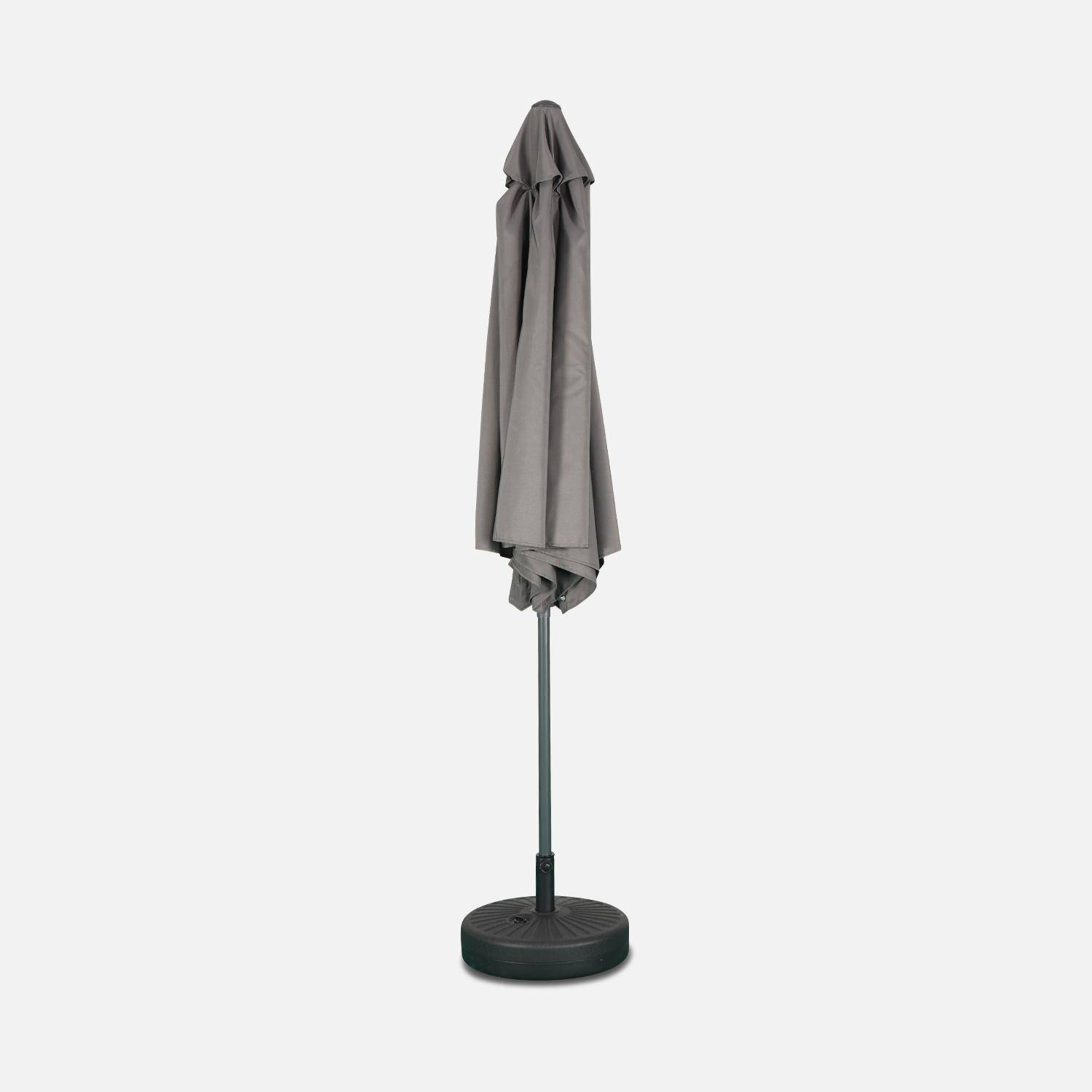 Parasol redondo recto 300cm - Touquet Gris - varilla central de aluminio y mango de apertura Photo5