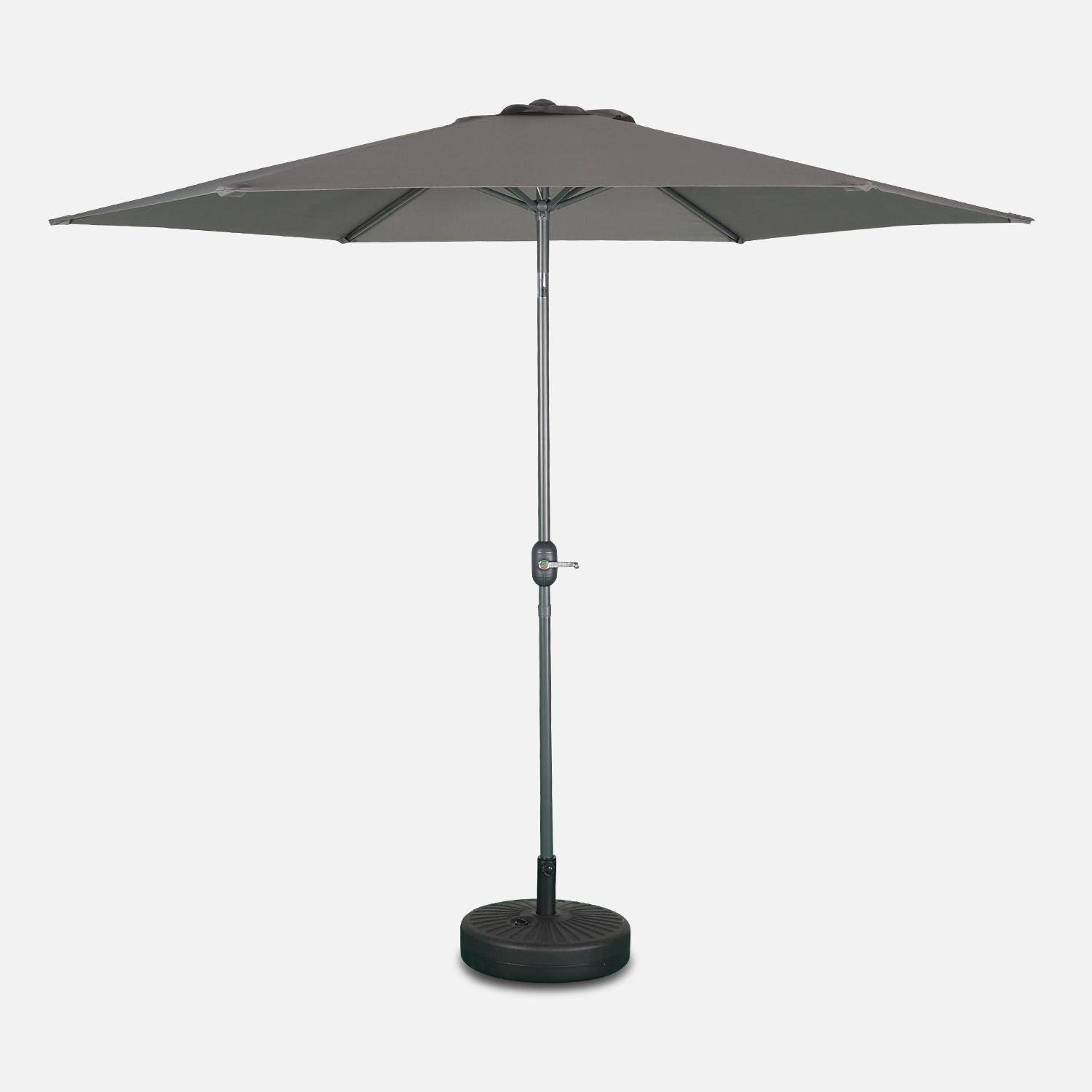 Parasol redondo recto 300cm - Touquet Gris - varilla central de aluminio y mango de apertura,sweeek,Photo3