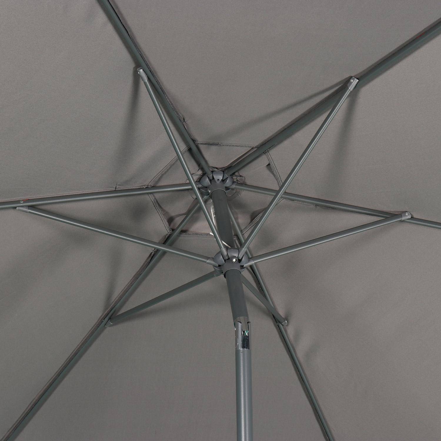 Parasol redondo recto 300cm - Touquet Gris - varilla central de aluminio y mango de apertura Photo7