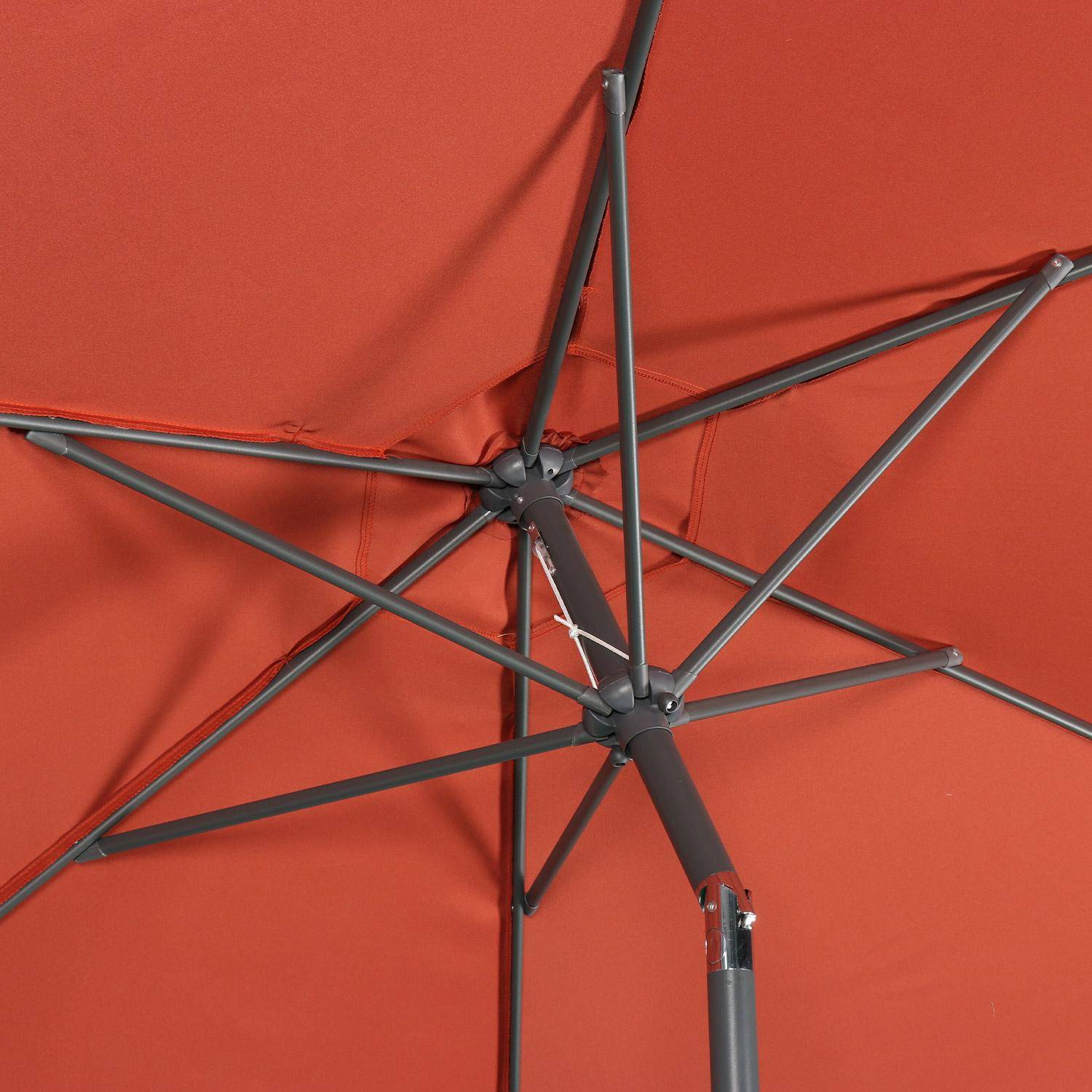 Sombrilla redonda recta Ø300cm - Touquet Terracotta - varilla central de aluminio orientable y manivela de apertura Photo7