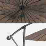 Cantilever parasol Ø300cm  - Anthracite frame, fibreglass ribs, anti-reverse crank - Shanghai - Beige-brown Photo4