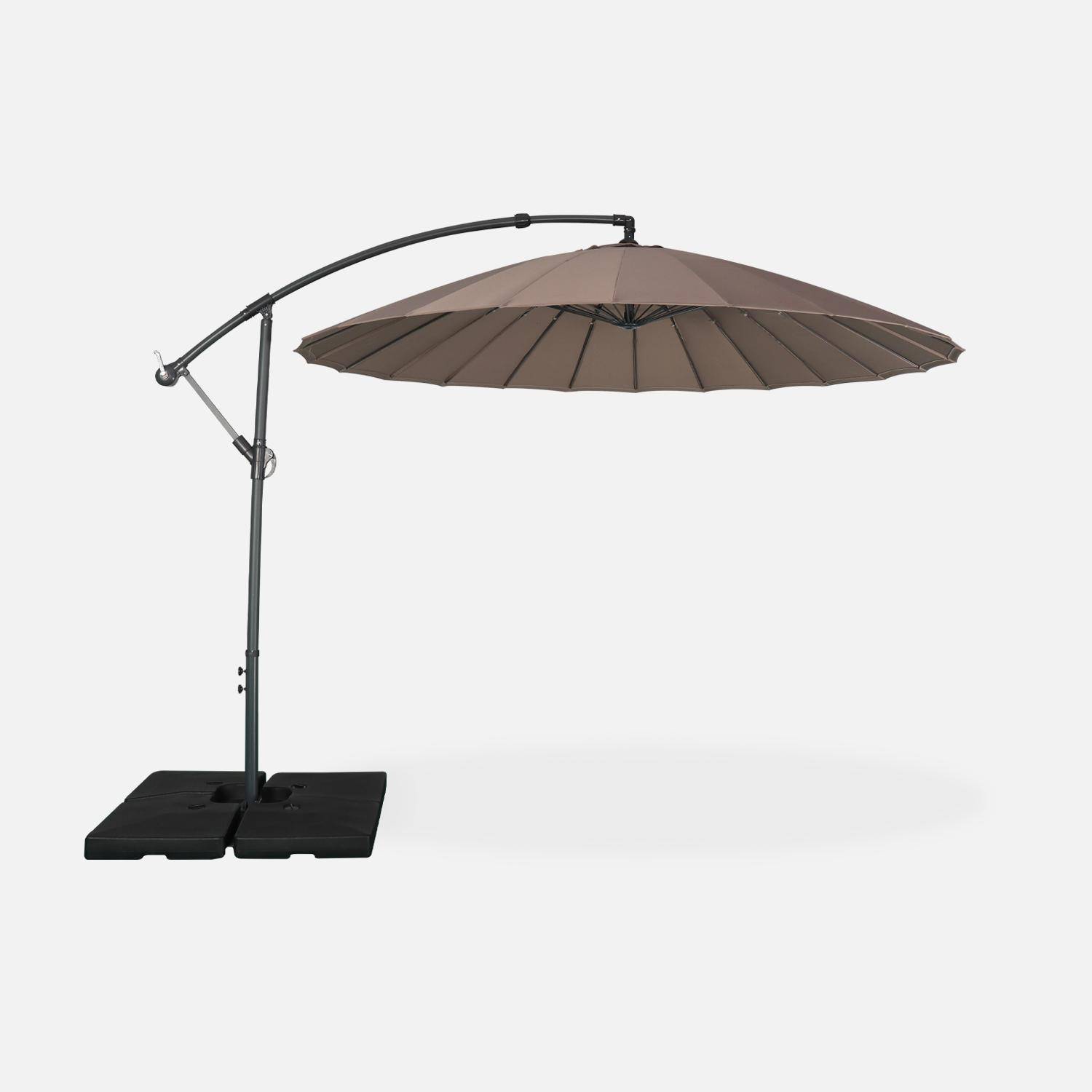 Cantilever parasol Ø300cm  - Anthracite frame, fibreglass ribs, anti-reverse crank - Shanghai - Beige-brown,sweeek,Photo1