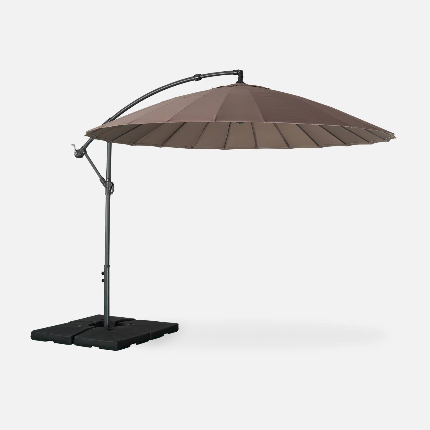 Cantilever parasol Ø300cm  - Anthracite frame, fibreglass ribs, anti-reverse crank - Shanghai - Beige-brown,sweeek,Photo2