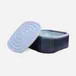 Spa MSPA gonflable carré – OTIUM  6 bleu nuit - 6 personnes carré 185 cm, PVC, pompe, chauffage, gonfleur, hydrojets de massage, 2 cartouches filtrantes, bâche et télécommande de contrôle Photo3