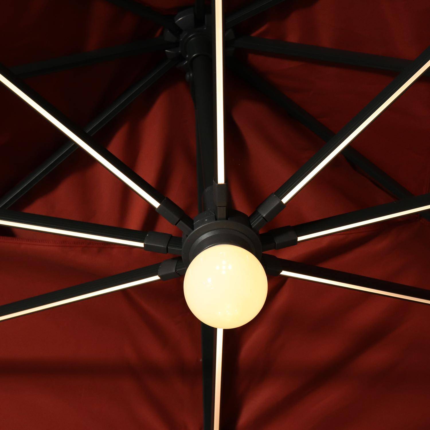 Guarda-sol rectangular 3 x 4 m - Luce Terracotta - Chapéu de chuva excêntrico inclinado, dobrável e rotativo 360° com carregador solar Photo3