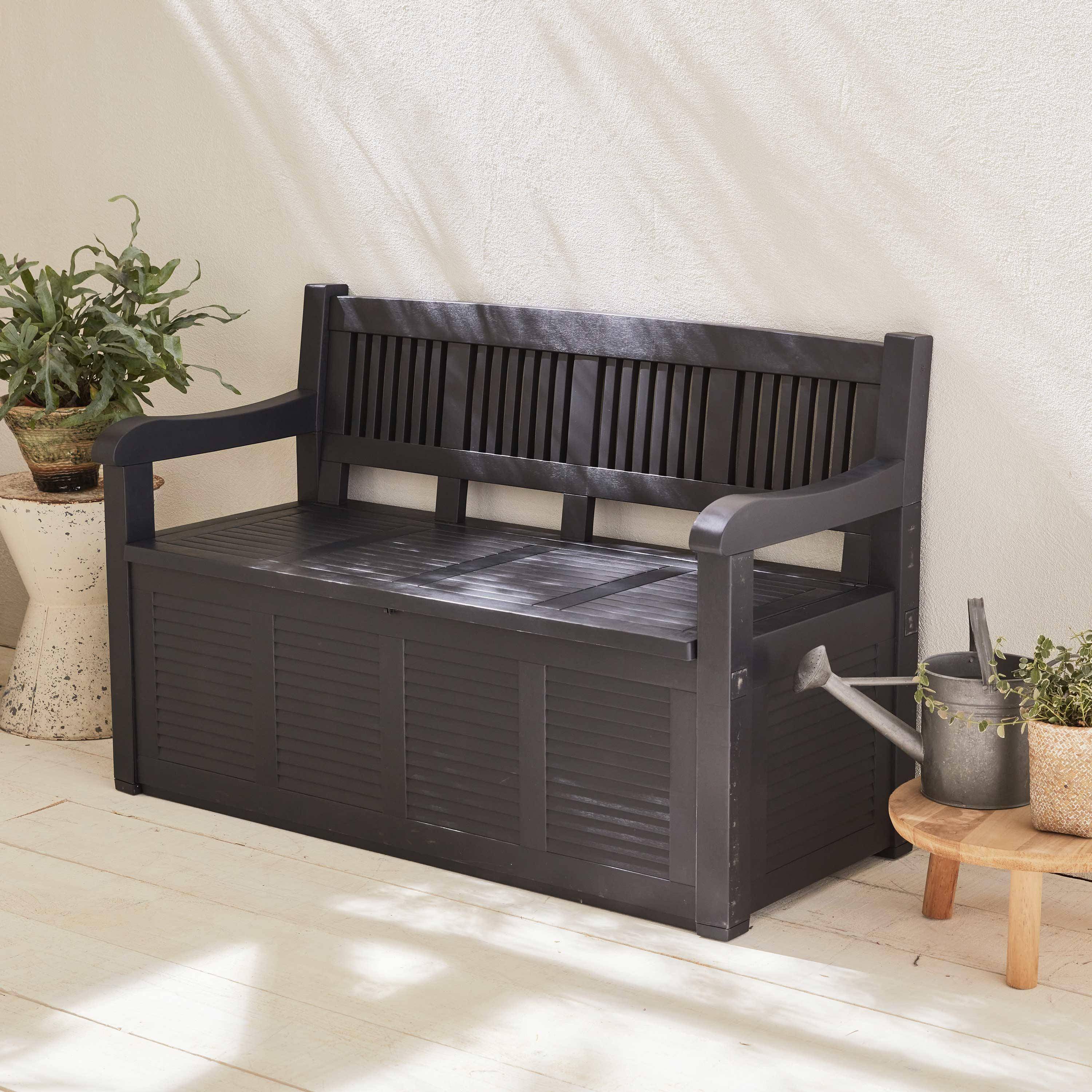 Kunststoff Gartenbank Anthrazit Panca 130 x 85 x 60 cm sweeek