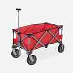 Chariot de jardin pliable, grande capacité, chariot de plage 90x49x58cm rouge, transport et rangement facile   Photo2