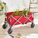 Chariot de jardin pliable, grande capacité, chariot de plage 90x49x58cm rouge, transport et rangement facile   Photo1