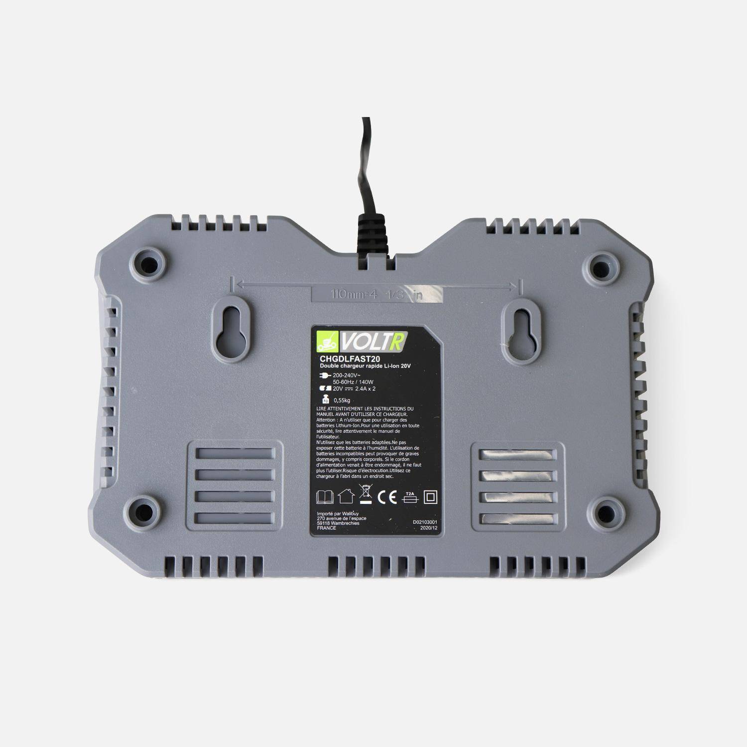 VOLTR 20V – Doble cargador rápido – Cargador para batería 20V herramienta inalámbrico VOLTR, doble cargador con indicador luminoso Photo2