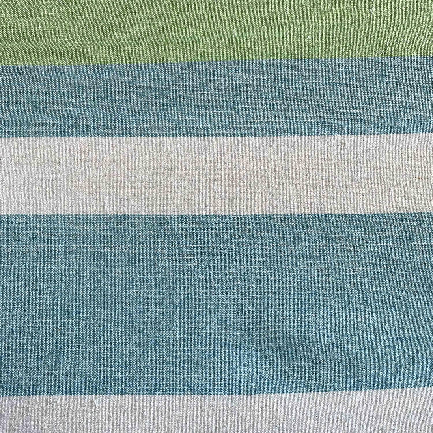 Toile de hamac 1 personne, 100% coton, 110x220cm, rayée bleu et vert, avec cordes d'accroche et mousquetons Photo2