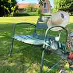 Suzana - set de jardin relax en métal 2 personnes vert de gris foncé 2 fauteuils 1 table d'appoint Photo3
