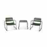 Suzana - set de jardin relax en métal 2 personnes vert de gris foncé 2 fauteuils 1 table d'appoint Photo5