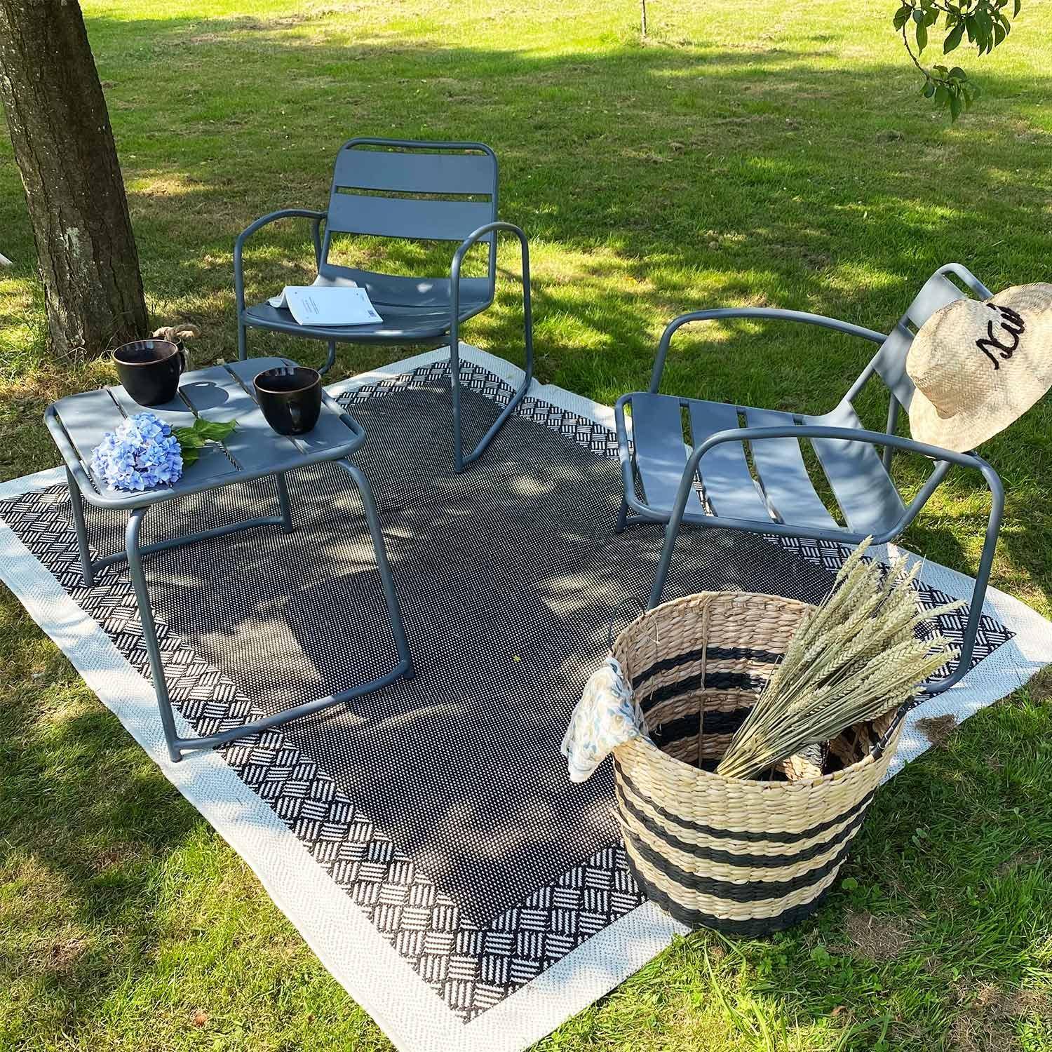 Suzana - set de jardin relax en métal 2 personnes gris 2 fauteuils 1 table d'appoint Photo1