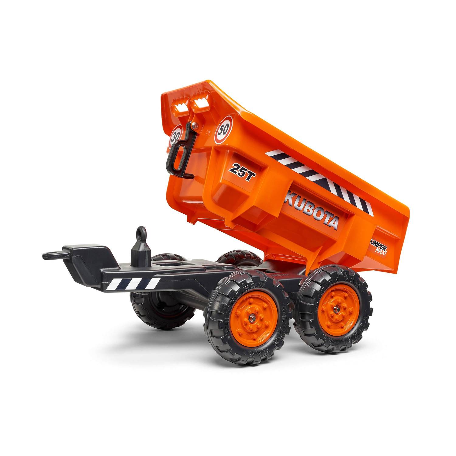  Tractopelle Kubota pour enfant - Bob - Tracteur à pédales avec excavatrice et remorque basculante 4 roues, orange Photo2