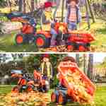  Tractopelle Kubota pour enfant - Bob - Tracteur à pédales avec excavatrice et remorque basculante 4 roues, orange Photo4