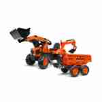  Tractopelle Kubota pour enfant - Bob - Tracteur à pédales avec excavatrice et remorque basculante 4 roues, orange Photo1