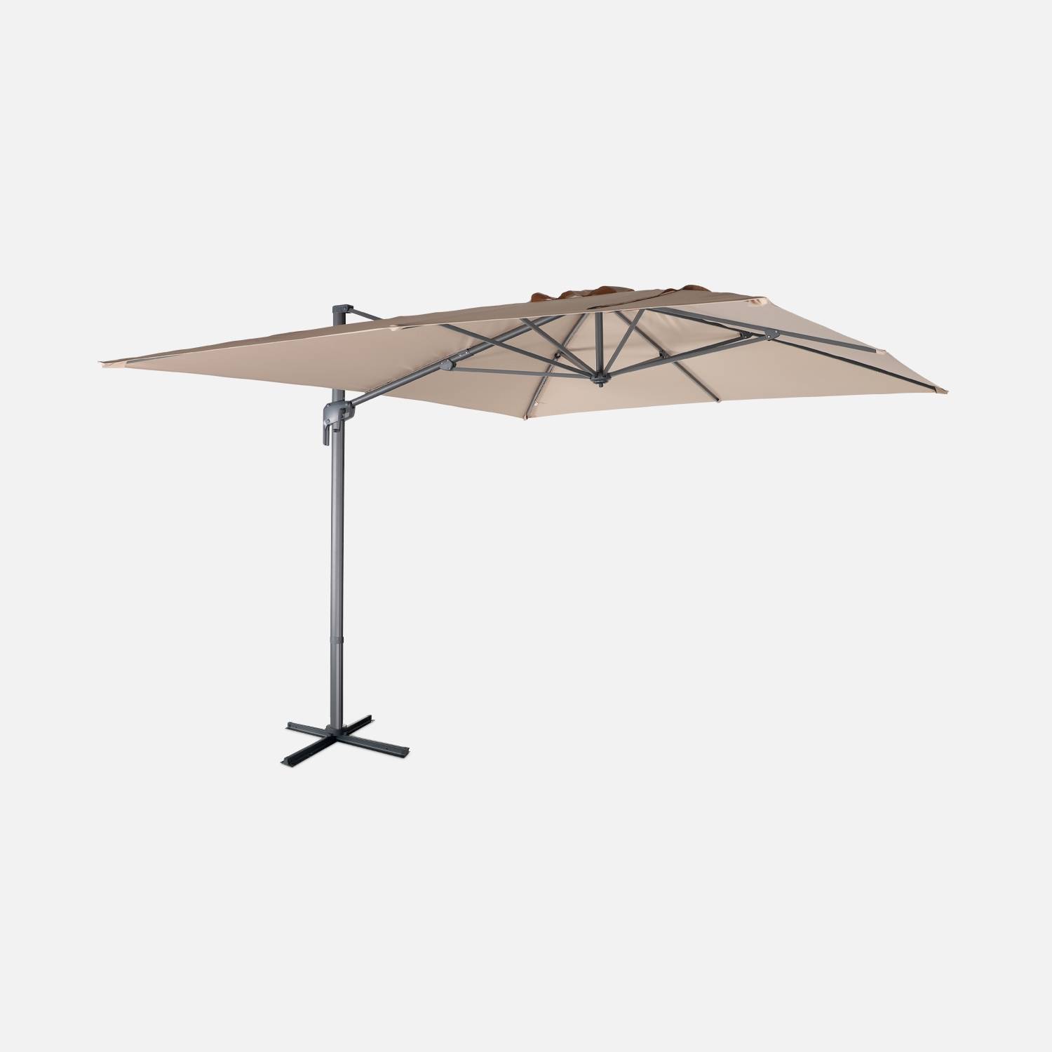 Parasol déporté rectangulaire 3x4m – Antibes – beige – parasol déporté, inclinable, rabattable et rotatif à 360° | sweeek