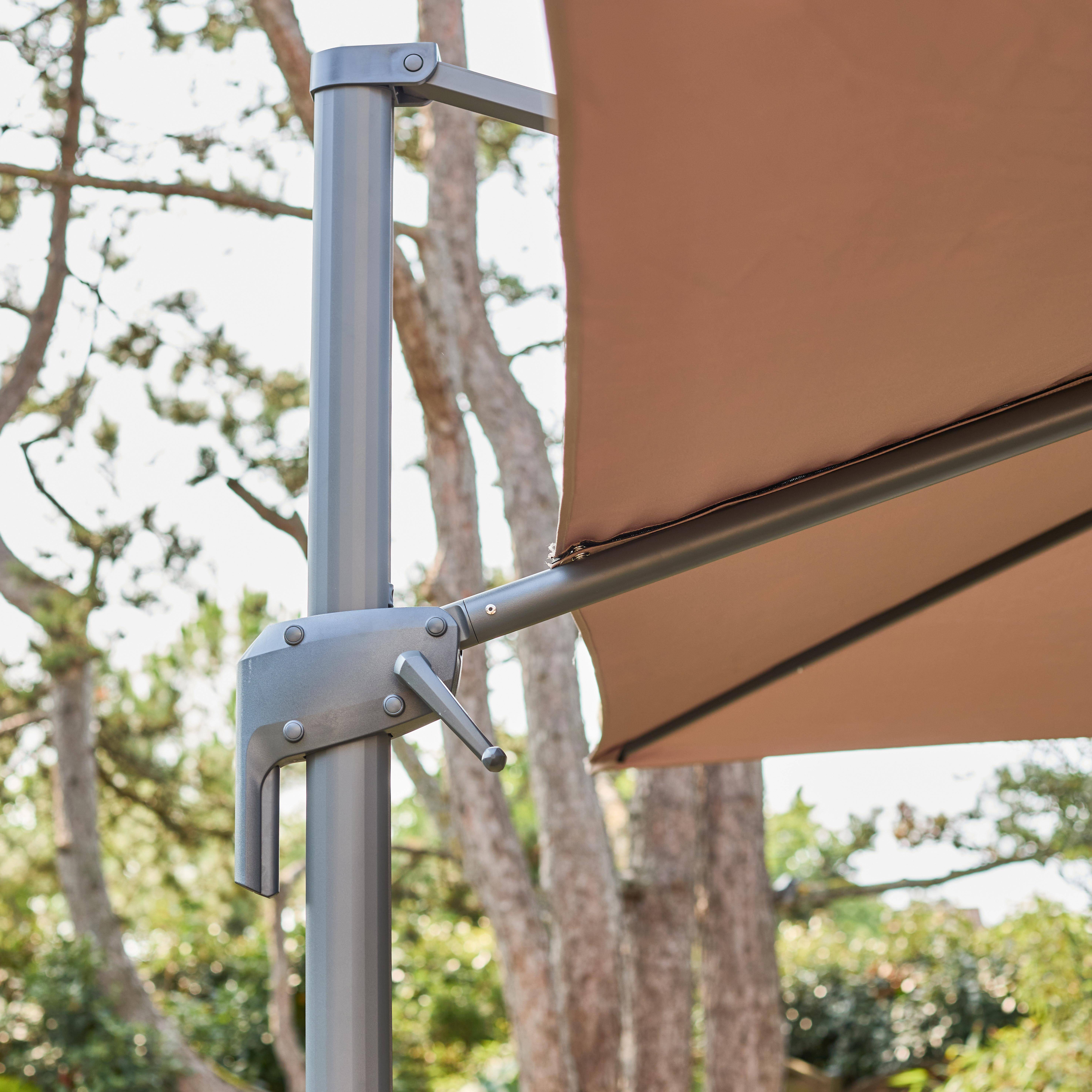 3x4m ombrellone rettangolare decentrato, Antibes 3x4m, Beige, 284x376x255 cm,sweeek,Photo4