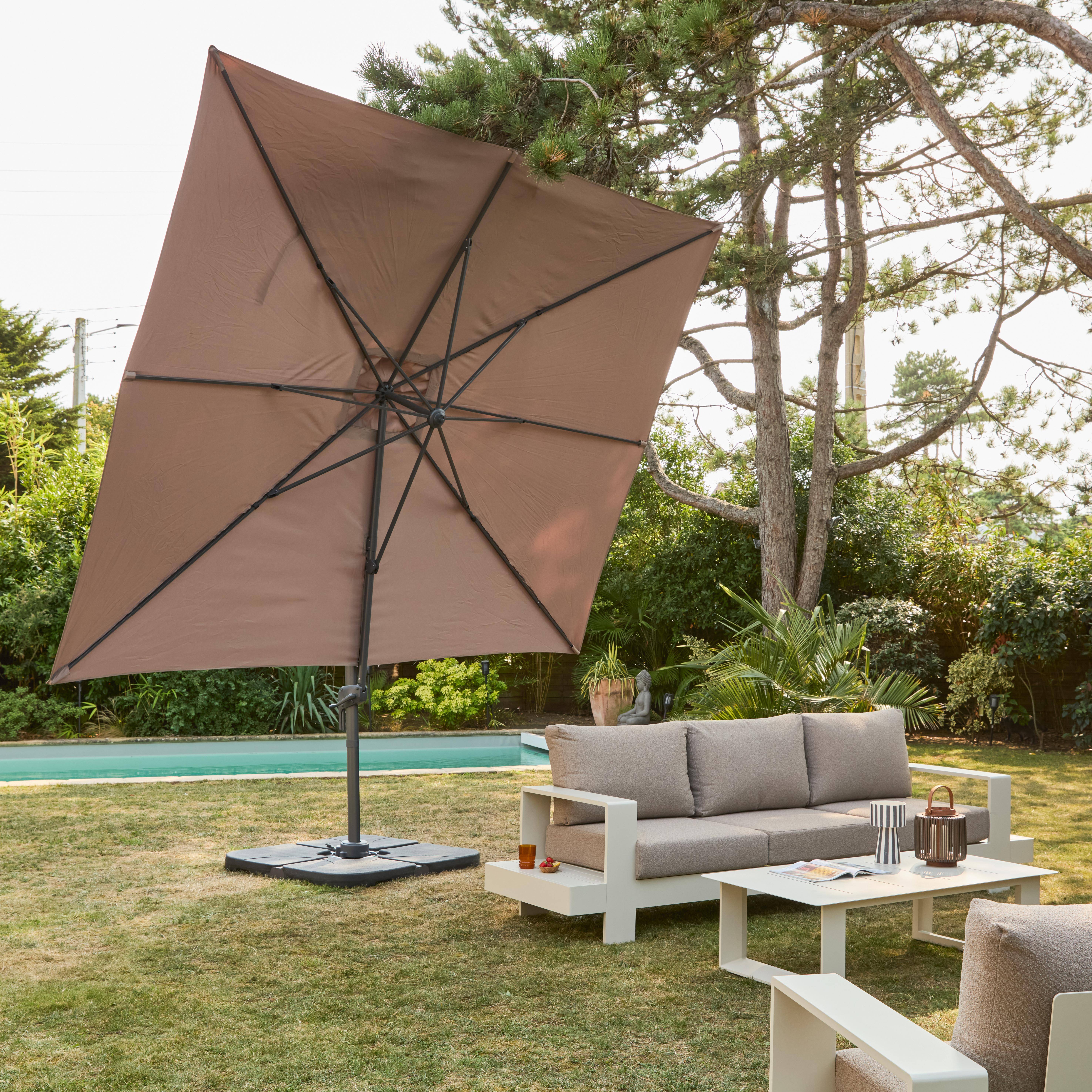 3x4m ombrellone rettangolare decentrato, Antibes 3x4m, Beige, 284x376x255 cm Photo2