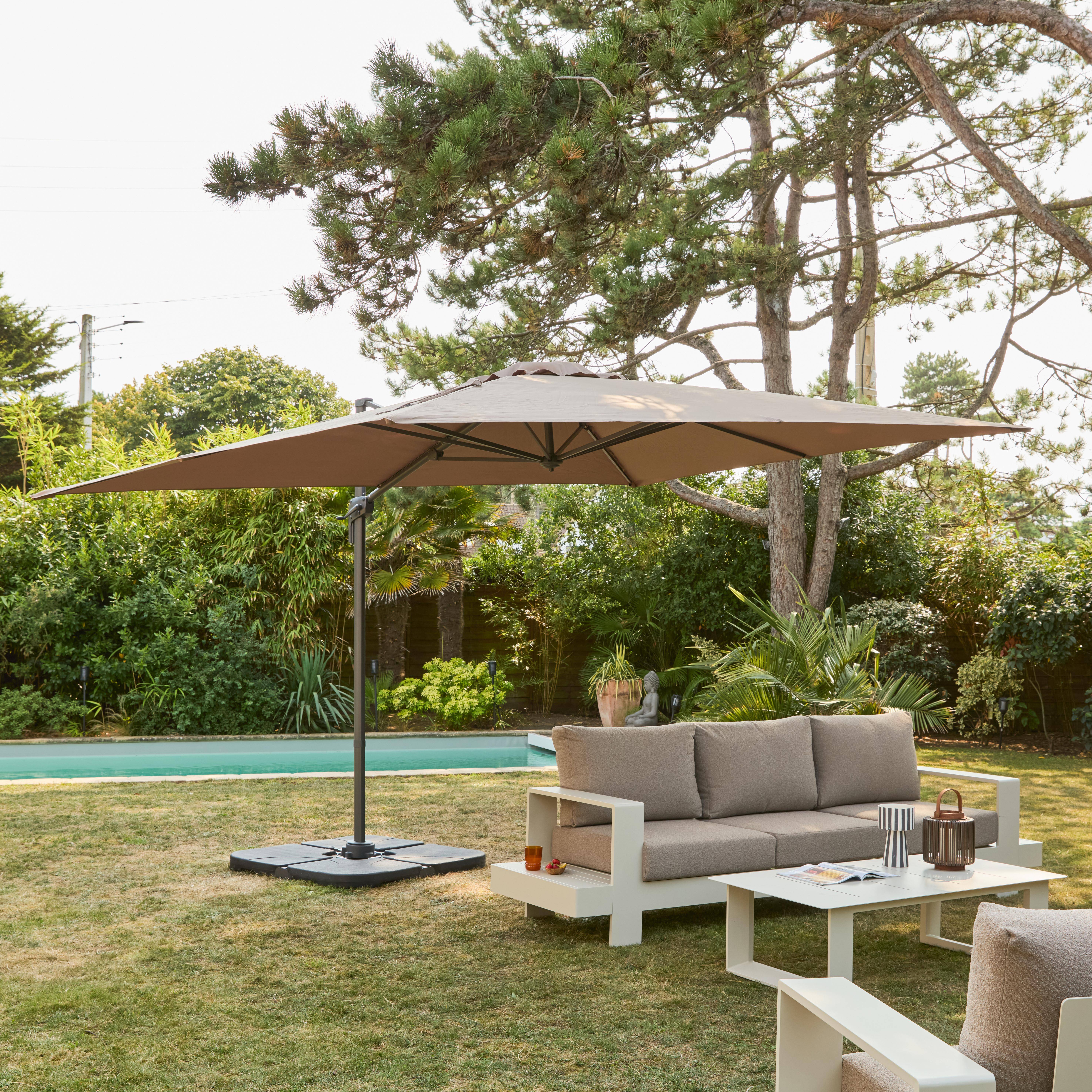 3x4m ombrellone rettangolare decentrato, Antibes 3x4m, Beige, 284x376x255 cm,sweeek,Photo1