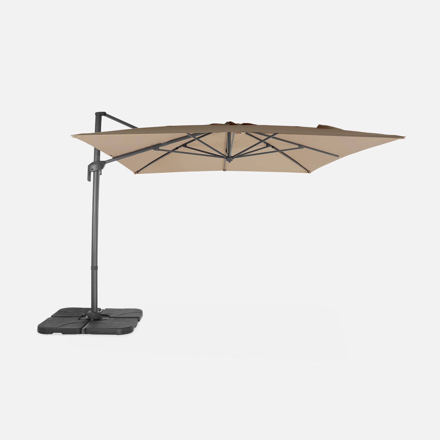Parasol rectangular deportado 3 x 4 m - Antibes - beige - parasol deportado, basculante, plegable y giratorio a 360,sweeek,Photo4