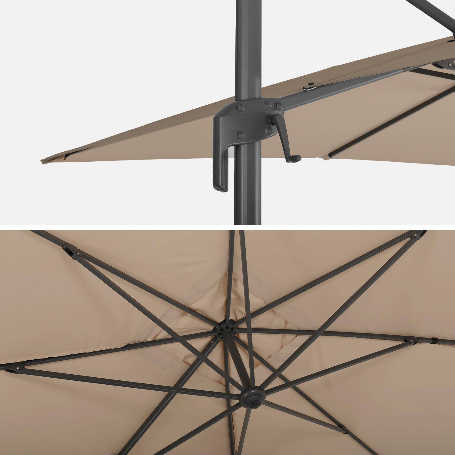 Parasol rectangular deportado 3 x 4 m - Antibes - beige - parasol deportado, basculante, plegable y giratorio a 360,sweeek,Photo7