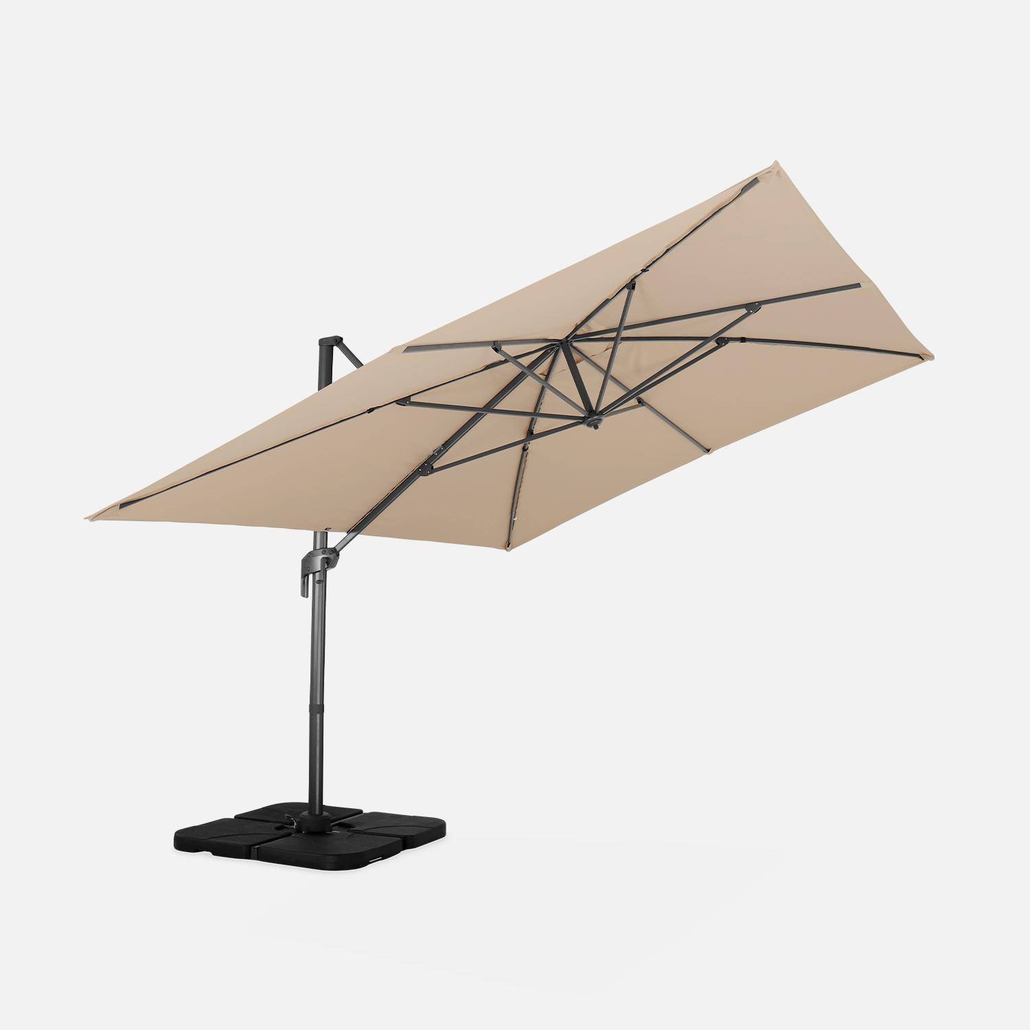 Parasol rectangular deportado 3 x 4 m - Antibes - beige - parasol deportado, basculante, plegable y giratorio a 360,sweeek,Photo5