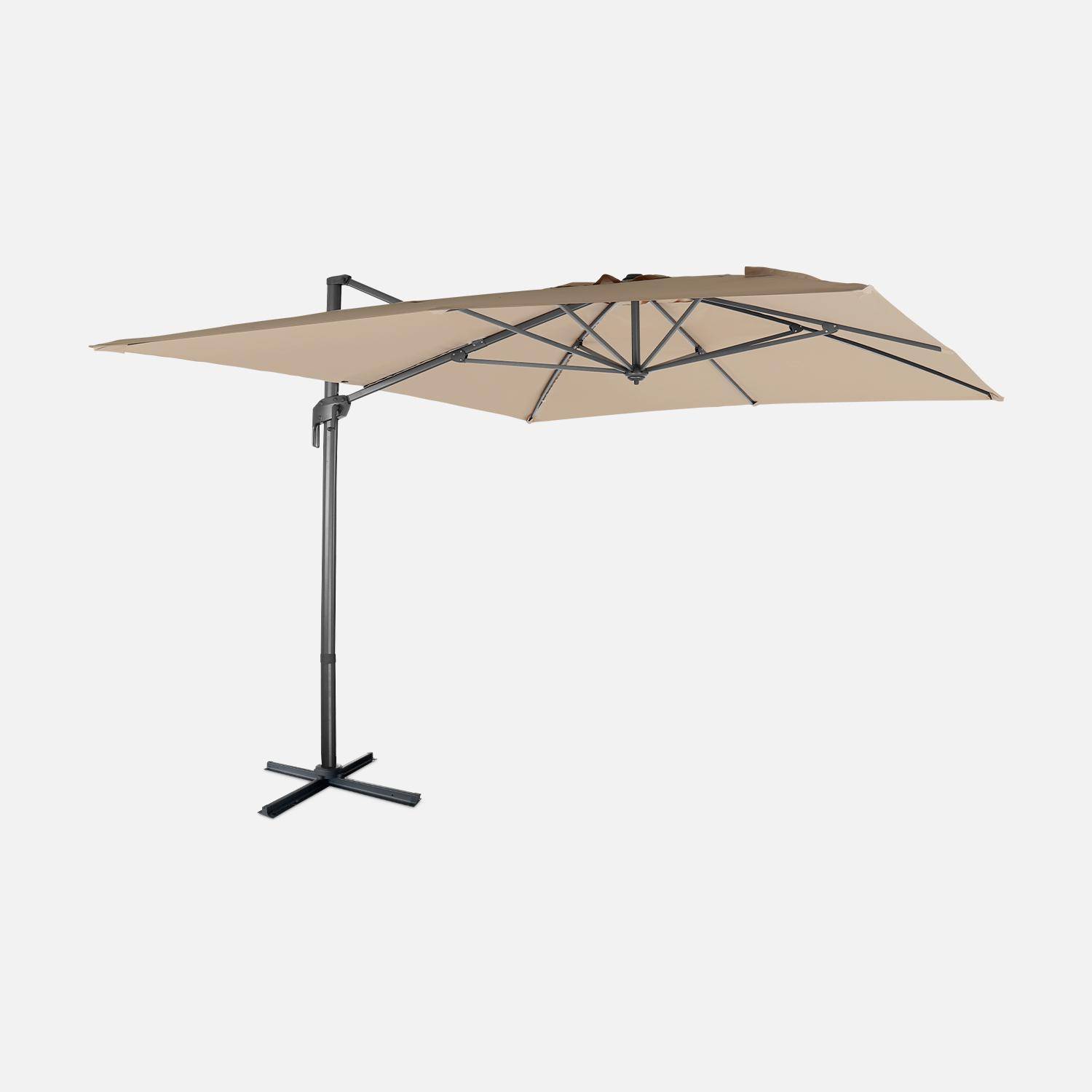 Parasol rectangular deportado 3 x 4 m - Antibes - beige - parasol deportado, basculante, plegable y giratorio a 360,sweeek,Photo3