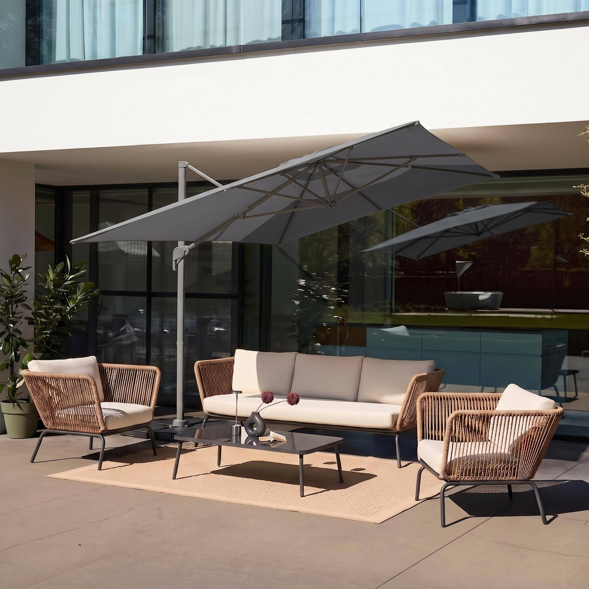 3x4m rectangular cantilever parasol Grey 286x380x255 cm - Antibes 3x4,sweeek,Photo2