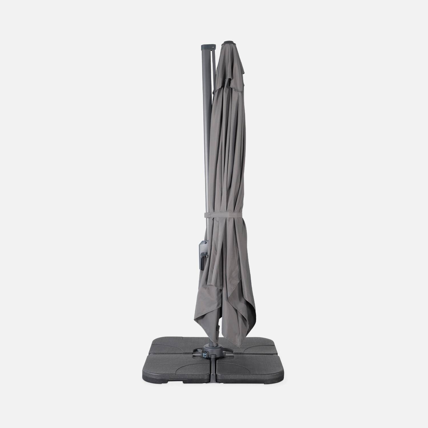 Rechthoekige zweefparasol 3x4 m – Antibes – grijs – zweefparasol, verstelbaar, opvouwbaar en 360° draaibaar Photo4