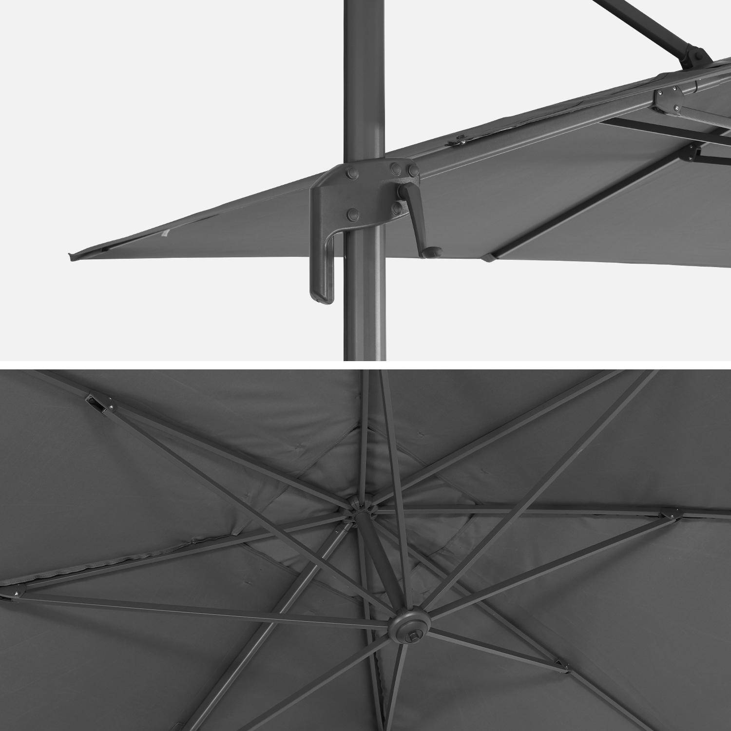 Ombrellone rettangolare decentrato 3 x 4 m - Antibes - grigio -  inclinabile, pieghevole e ruotabile a 360° Photo7