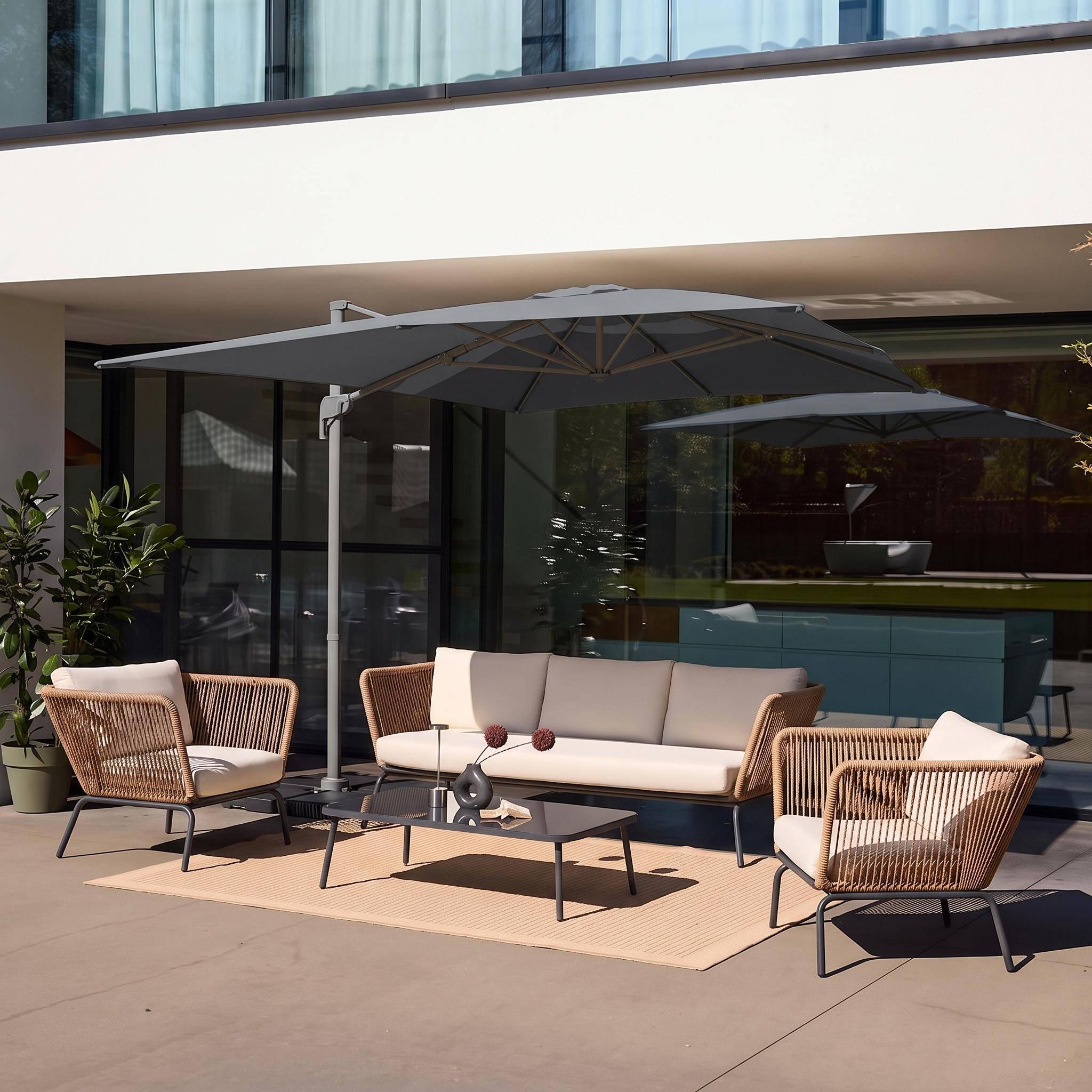 3x4m rectangular cantilever parasol Grey 286x380x255 cm - Antibes 3x4,sweeek,Photo1