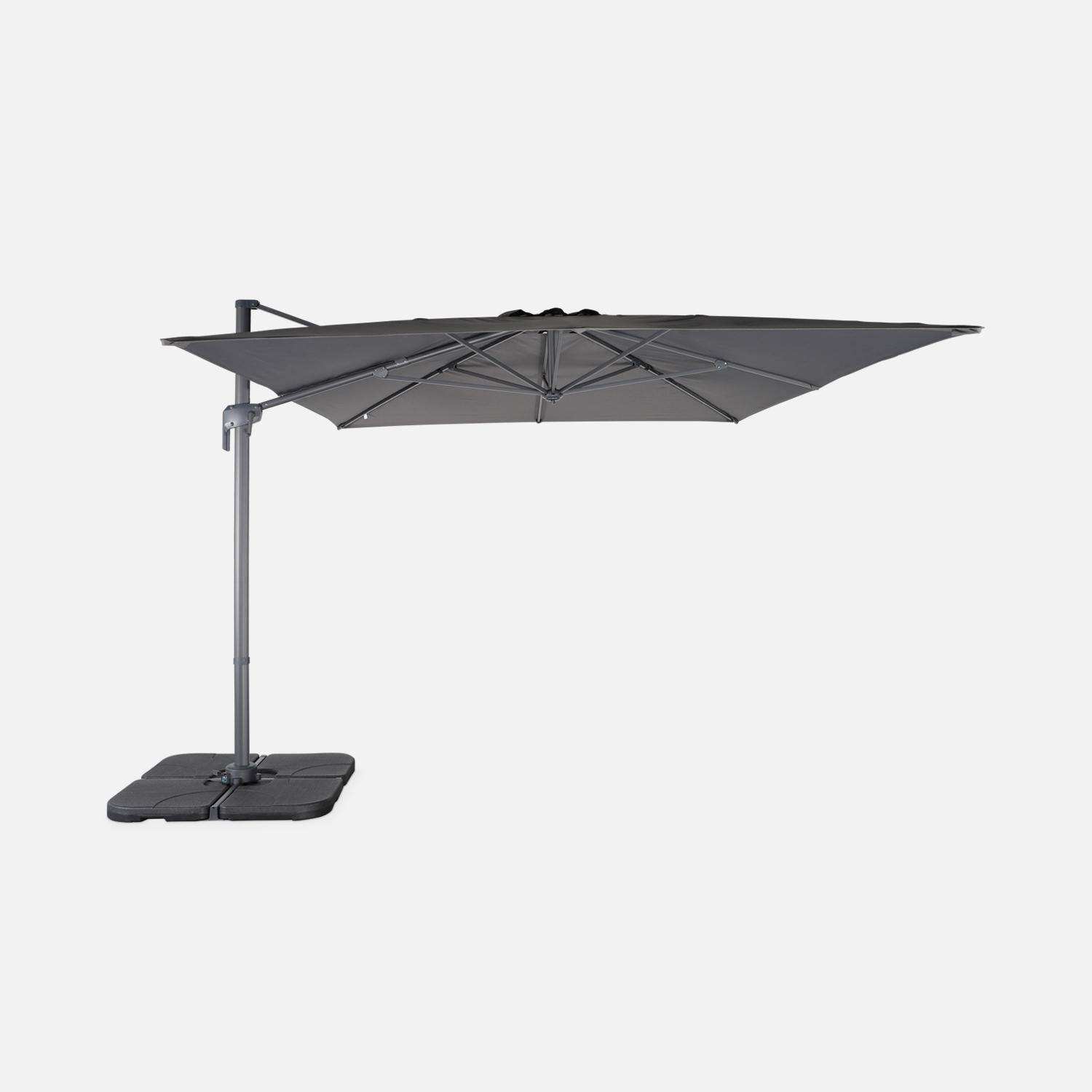 Parasol déporté rectangulaire 3x4 m – Antibes – gris – parasol déporté, inclinable, rabattable et rotatif à 360° Photo2