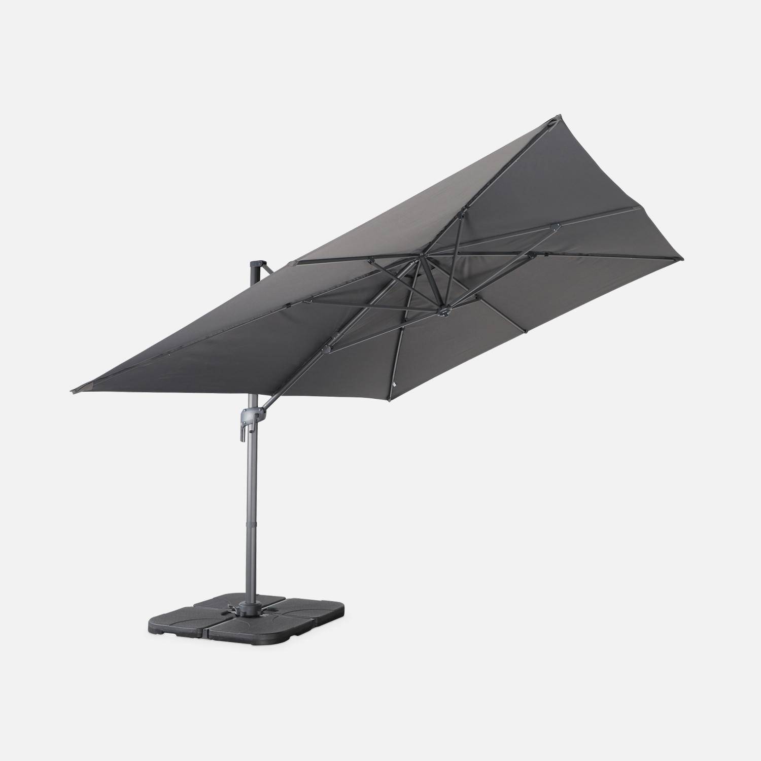 Parasol déporté rectangulaire 3x4m – Antibes – gris – parasol déporté, inclinable, rabattable et rotatif à 360° Photo3
