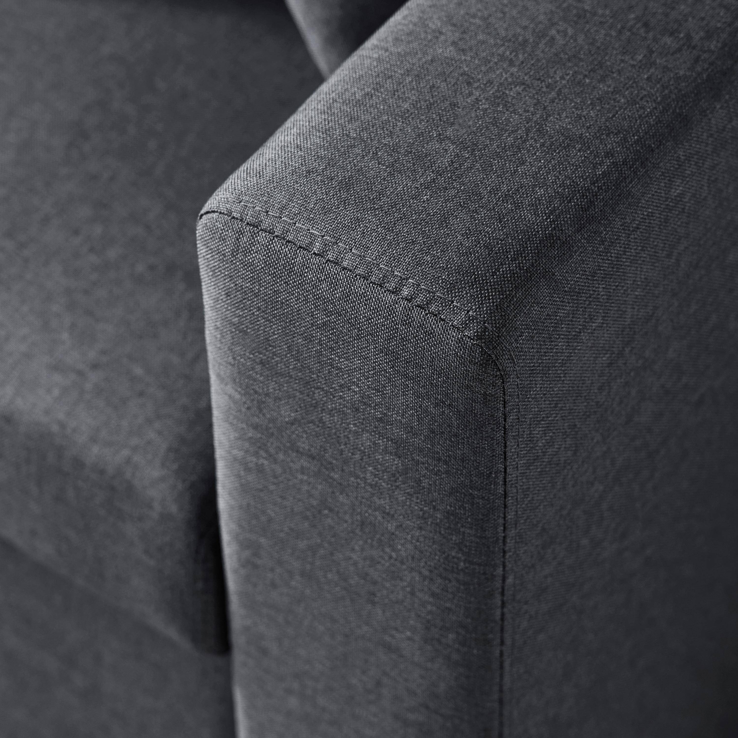 Ecksofa wendbar Stoffsofa Dunkelgrau Meliert - IDA - 3-Sitzer, Eck-Fauteuil wendbar mit Staukasten, mit Schlaffunktion  Photo6