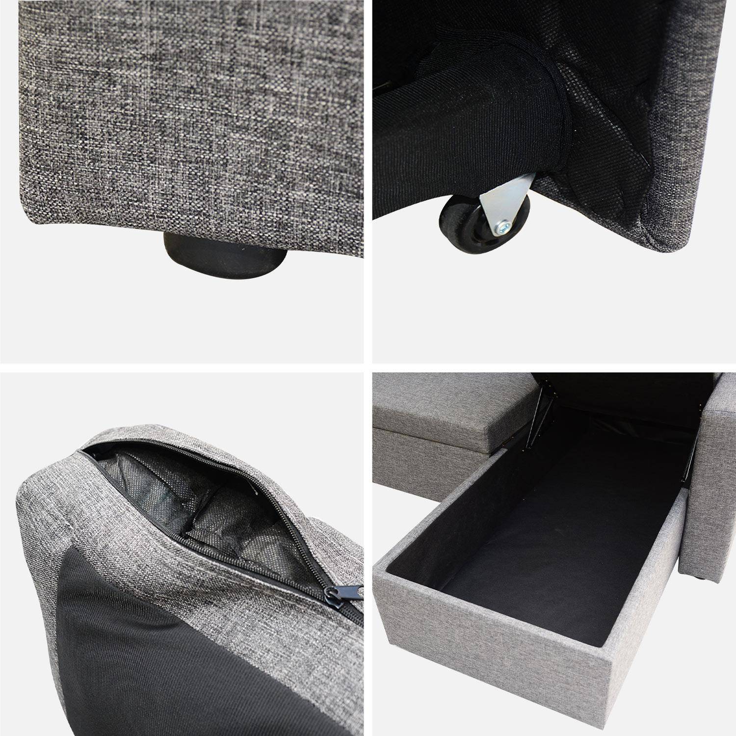 Canapé d'angle convertible en tissu gris chiné foncé - IDA - 3 places, fauteuil d'angle réversible coffre rangement lit modulable  Photo10